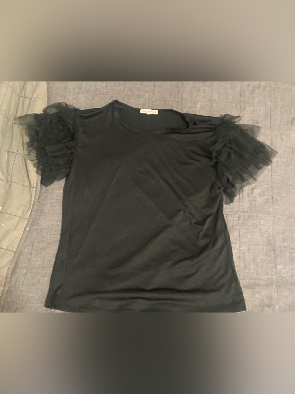 Black Ruffle Sleeve Women's Top